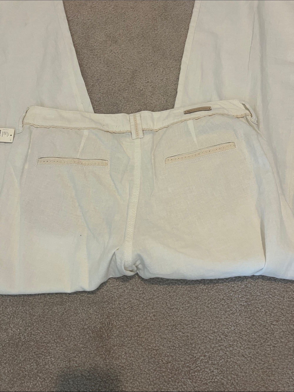 Anthropologie Pilcro No 12 Cream Boot Cut Linen Pants - Picture 9 of 12